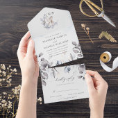 Winter Blue Elegante Hochzeit mit floralen Waterco All In One Einladung