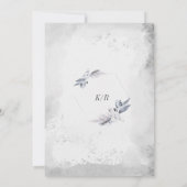 Winter Blue Elegante Watercolor Foliage Hochzeit Einladung (Rückseite)
