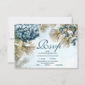 Winter Blue Floral Quinceañera RSVP Karte (Vorderseite)