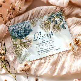 Winter Blue Floral Quinceañera RSVP Karte