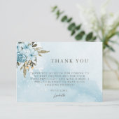 Winter Blue Floral Vielen Dank Dankeskarte (Stehend Vorderseite)