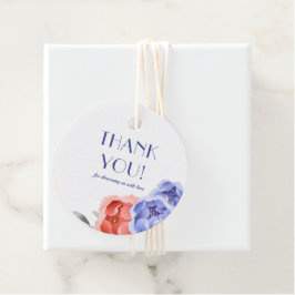 Winter Blue Floral Watercolor Vielen Dank für Ihre Geschenkanhänger