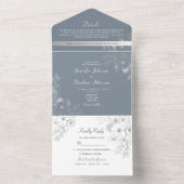 Winter Blue Floral Wedding All In One Einladung (Innen Boden)