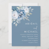 Winter Blue Florals Hochzeitseinladung Einladung (Vorderseite)