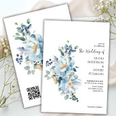 Winter Blue Flowers QR Code Hochzeit Einladung