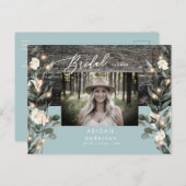 Winter Blue Folies Lights & White Floral Foto im W Einladungspostkarte (Vorne/Hinten)