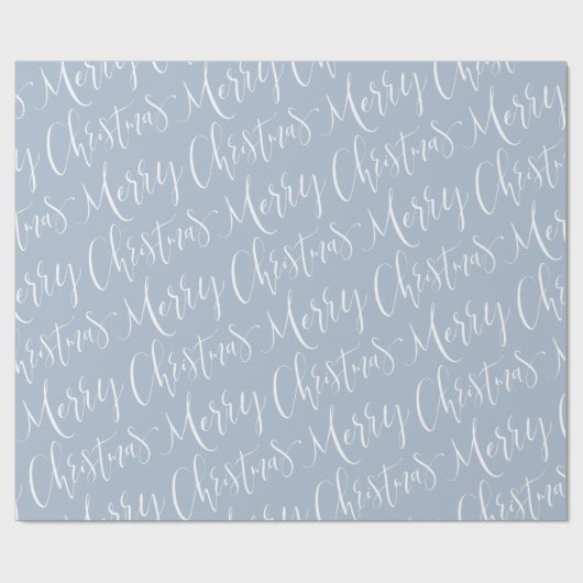 Winter Blue Frohe Weihnachtskalligraphie Urlaub Geschenkpapier (Flach)