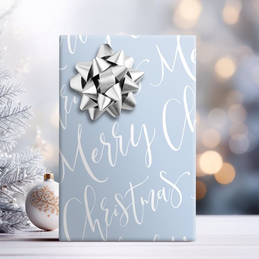 Winter Blue Frohe Weihnachtskalligraphie Urlaub Geschenkpapier