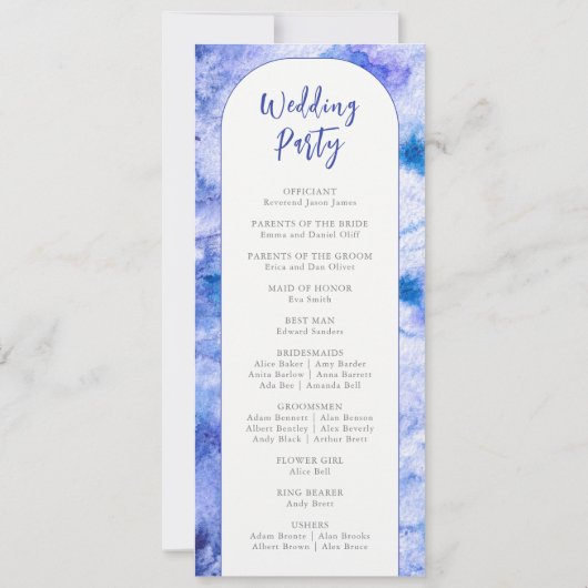 Winter Blue Garden Hochzeitsprogramm Einladung (Rückseite)