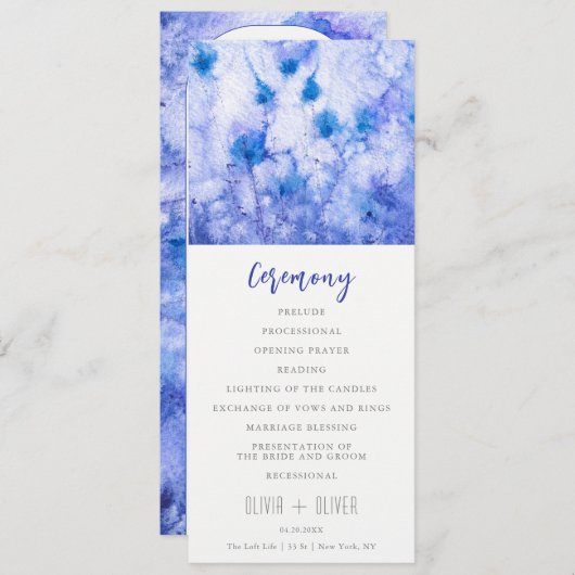 Winter Blue Garden Hochzeitsprogramm Einladung (Vorne/Hinten)