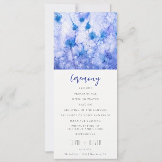 Winter Blue Garden Hochzeitsprogramm Einladung (Vorderseite)