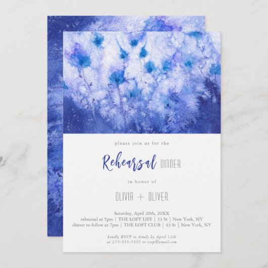 Winter Blue Garden Probe Dinner Einladung (Vorne/Hinten)