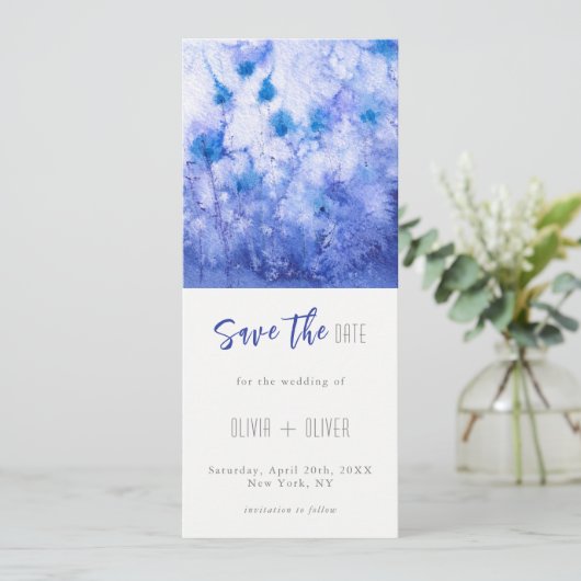 Winter Blue Garden Save the Date Einladung (Stehend Vorderseite)