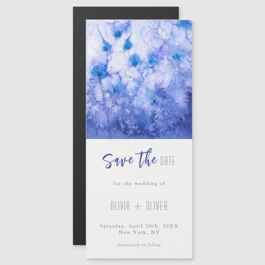 Winter Blue Garden Save the Date Magnetkarte (Vorne/Hinten)