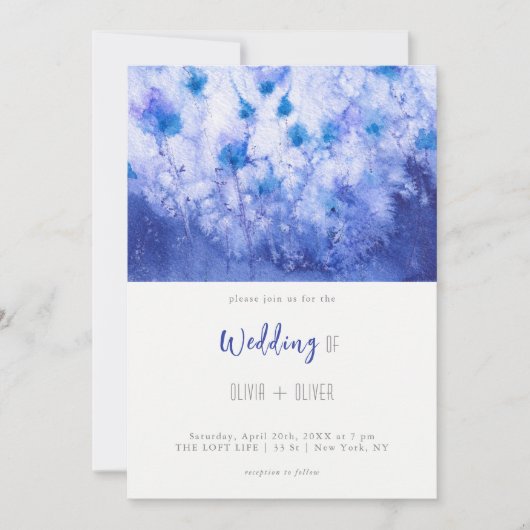 Winter Blue Garden Wedding Einladung (Vorderseite)