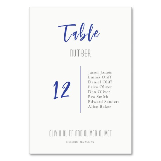 Winter Blue Garden Wedding Tischnummer (Rückseite)