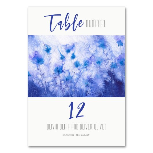 Winter Blue Garden Wedding Tischnummer (Vorderseite)