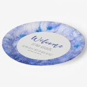 Winter Blue Garden Wedding Willkommen Pappteller (Schrägansicht)