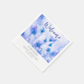 Winter Blue Garden Wedding Willkommen Serviette (Ecke)