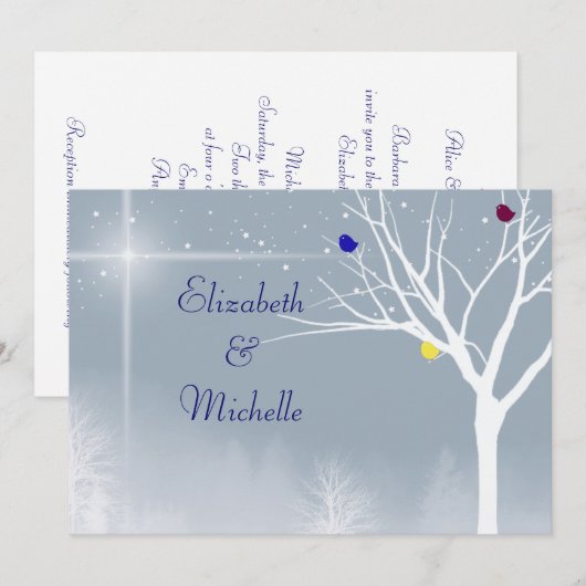 Winter Blue Gay/Lesbisch Custom Weditation Einladu Einladung (Vorne/Hinten)