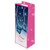 Winter Blue Geschenktüte Für Weinflaschen (Rückseite Schrägansicht)