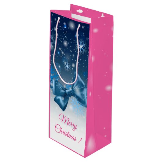 Winter Blue Geschenktüte Für Weinflaschen (Vorderseite Schrägansicht)