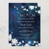 Winter Blue Glitzer Baby Boy Dusche Einladung (Vorne/Hinten)