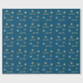 Winter Blue Gold Glitzer Sparkasse Geschenkpapier (Flach)