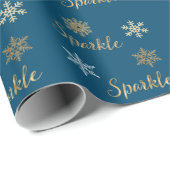 Winter Blue Gold Glitzer Sparkasse Geschenkpapier (Rolleneckpunkt)