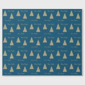 Winter Blue Gold Glitzer Weihnachtsbaumen Geschenkpapier (Flach)