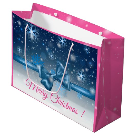 Winter Blue Große Geschenktüte (Vorderseite Schrägansicht)