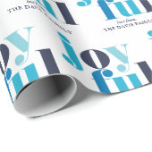 Winter Blue "Joyful Personalisiert Holiday" Geschenkpapier (Rolleneckpunkt)