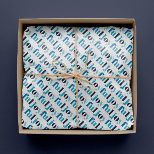 Winter Blue "Joyful" Typografie Weihnachten Seidenpapier