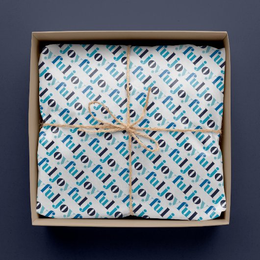Winter Blue "Joyful" Typografie Weihnachten Seidenpapier