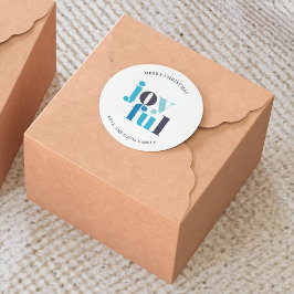 Winter Blue "Joyful" Weihnachten Runder Aufkleber