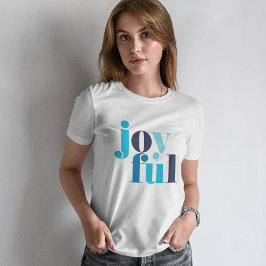 Winter Blue "Joyful" Weihnachten T-Shirt