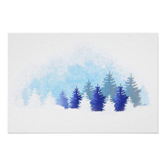 Winter Blue Landschaft Poster (Vorderseite)