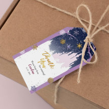 Winter Blue Lila Gold Schneeflocken Magie Geburtst