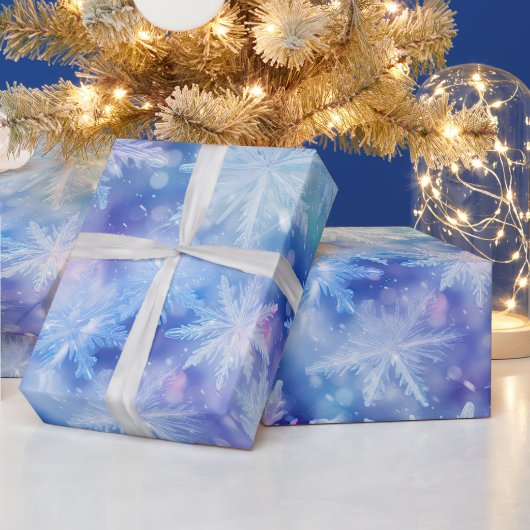 Winter Blue Lila Snowflakes Weihnachten Geschenkpapier (Feiertage)