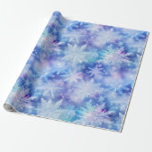 Winter Blue Lila Snowflakes Weihnachten Geschenkpapier (Ungerollt)
