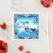 Winter Blue Masquerade Maske & Schneeflocken Elega Serviette (Beispiel)