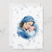 Winter Blue Mother & Child Boy Baby Dusche Einladung (Rückseite)