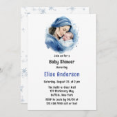 Winter Blue Mother & Child Boy Baby Dusche Einladung (Vorne/Hinten)