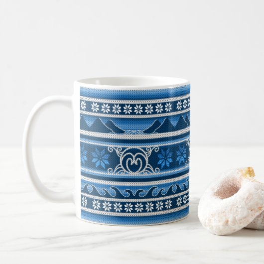 Winter Blue Nordic Design Kaffeetasse (Mit Donut)