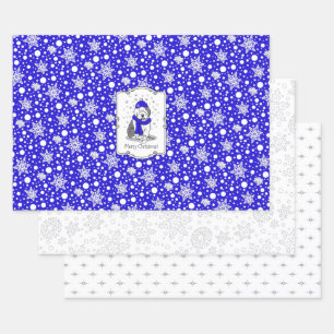 Winter Blue Old English Sheepdog Dog (Grau 1) Nied Geschenkpapier Set