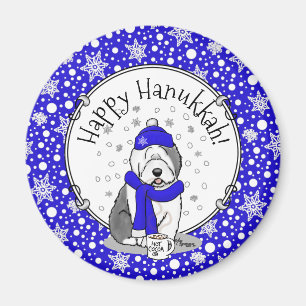 Winter Blue Old English Sheepdog Dog (Grau 1) Nied Magnet