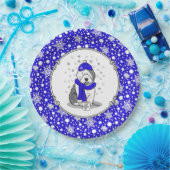 Winter Blue Old English Sheepdog Dog (Grau 1) Nied Pappteller (Party)