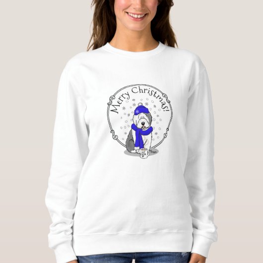 Winter Blue Old English Sheepdog Dog (Grau 1) Nied Sweatshirt (Vorderseite)