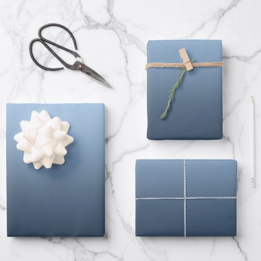Winter Blue Ombre Geschenkpapier Set (Vorderseite)