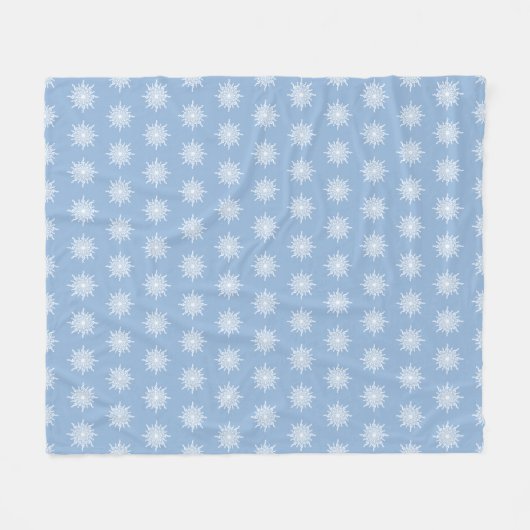 Winter Blue Ornamental G-Clef Snowflake Muster Fleecedecke (Vorderseite (Horizontal))